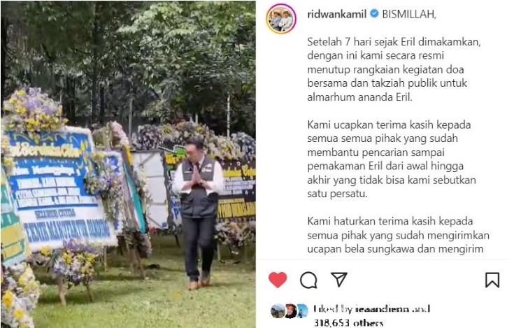 Ridwan Kamil Tutup Doa Bersama Untuk Anaknya